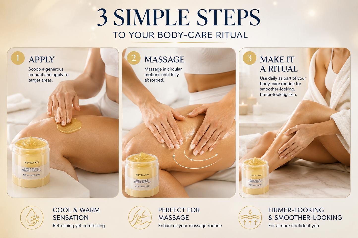 Niveano™ Monthly Body Sculpt Cream | 15-Day Cryo-Thermo Firming Massage Care