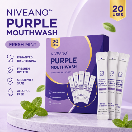 Niveano™ Monthly Subscription Purple Mouthwash – 10 Sachets | Peroxide-Free, Alcohol-Free & Vegan Mint