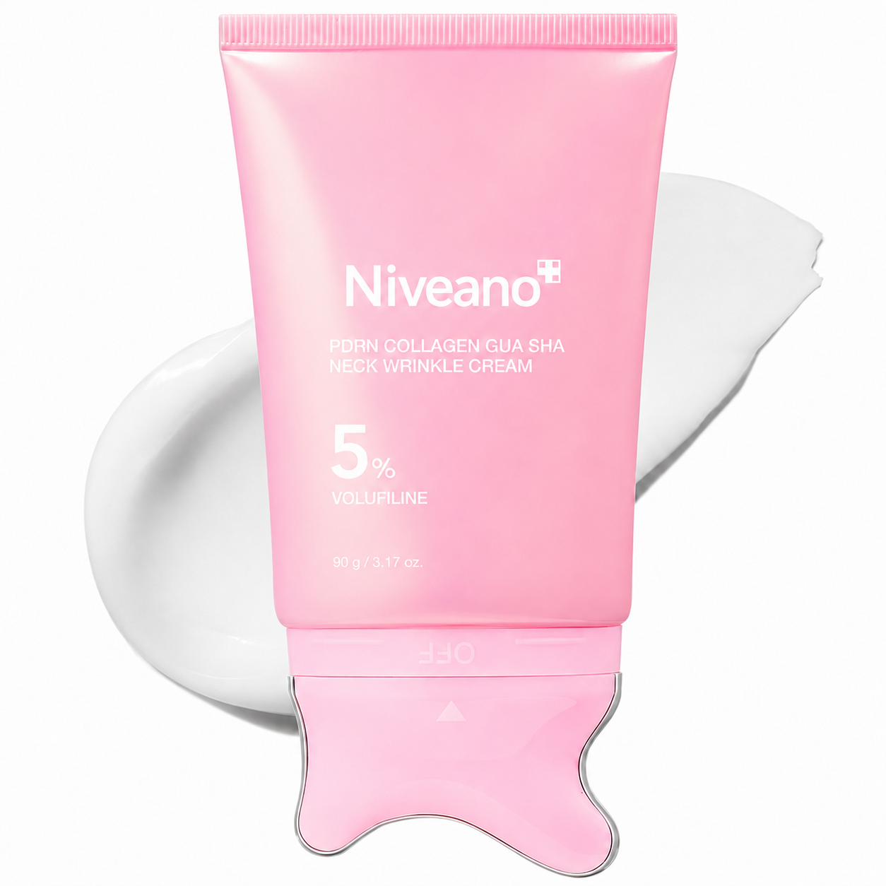 Niveano™ Monthly Neck Sculpt Cream | PDRN + 5% Volufiline with Built-In Gua Sha Applicator