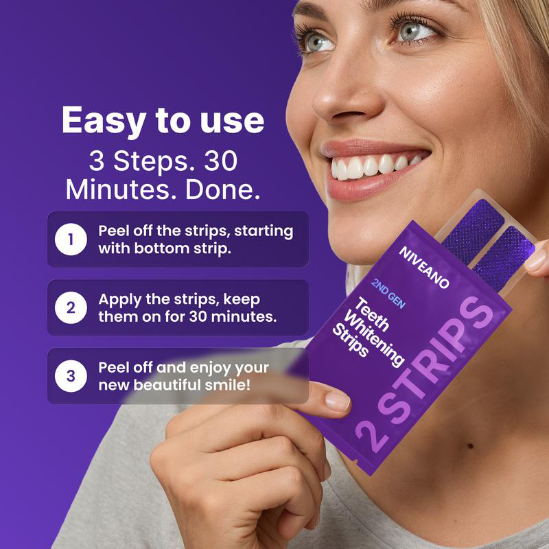 Niveano™ Purple Teeth Whitening Strips – Gentle Whitening Strips for a Brighter Smile, Restocked Monthly