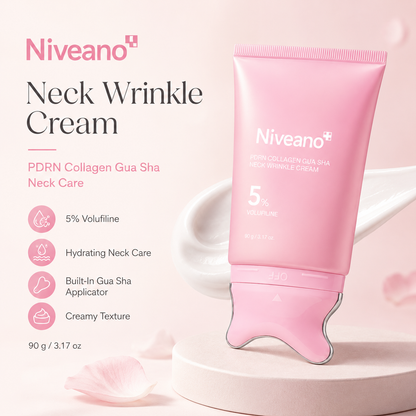 Niveano™ Monthly Neck Sculpt Cream | PDRN + 5% Volufiline with Built-In Gua Sha Applicator