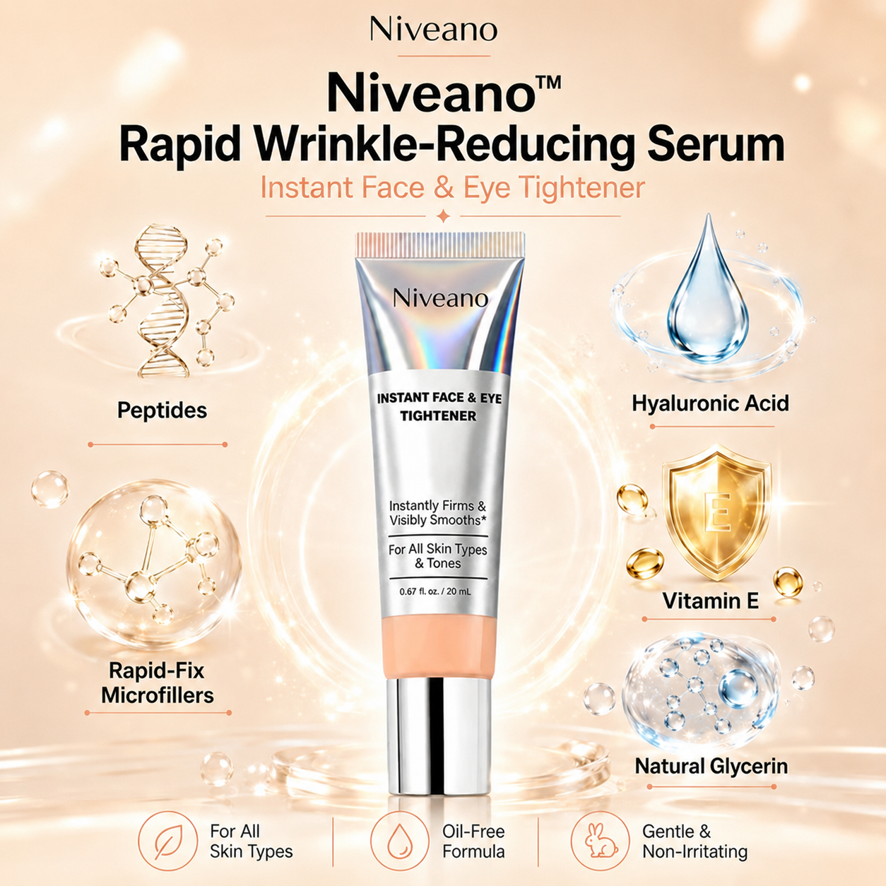 Niveano™ Instant Face Tightener – Visible Smoothing in 60 Seconds, Monthly Performance Upgrade in 30 Days