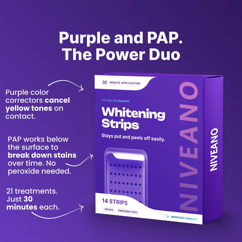 Niveano™ Purple Teeth Whitening Strips – Gentle Whitening Strips for a Brighter Smile, Restocked Monthly