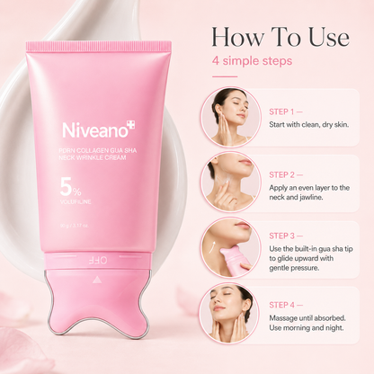 Niveano™ Monthly Neck Sculpt Cream | PDRN + 5% Volufiline with Built-In Gua Sha Applicator