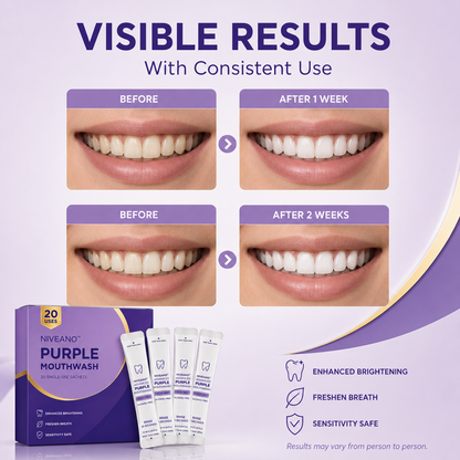Niveano™ Monthly Subscription Purple Mouthwash – 10 Sachets | Peroxide-Free, Alcohol-Free & Vegan Mint