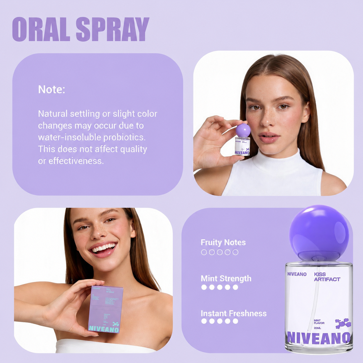 Niveano™ Probiotic Oral Spray 20ml – Monthly Fresh Breath Subscription, Sugar-Free Portable Oral Care for Long-Lasting Freshness