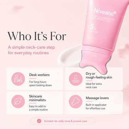 Niveano™ Monthly Neck Sculpt Cream | PDRN + 5% Volufiline with Built-In Gua Sha Applicator
