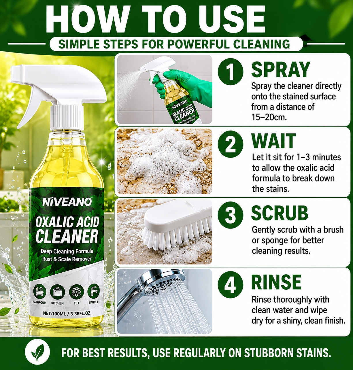 Multi-Purpose Oxalic Acid Cleaner – Removes Tough Stains, Rust & Limescale