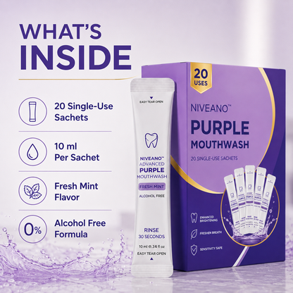 Niveano™ Monthly Subscription Purple Mouthwash – 10 Sachets | Peroxide-Free, Alcohol-Free & Vegan Mint