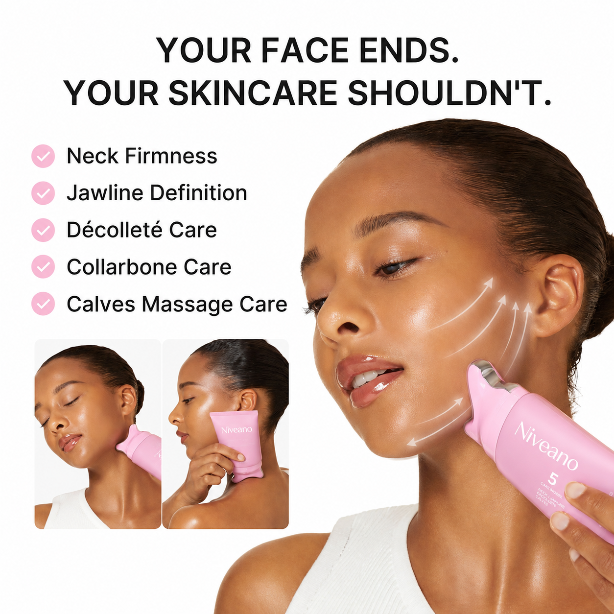 Niveano™ Monthly Neck Sculpt Cream | PDRN + 5% Volufiline with Built-In Gua Sha Applicator